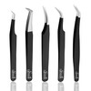SIVOTE Eyelash Extension Tweezers for Classic & Volume Lashes, 5-Pack,