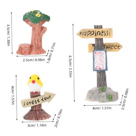 WHAMVOX 5pcs Fairy Garden Accessories Miniature Resin Figurines with Sign Posts for Creative Micro Landscapes for Desk Decor Personalizing Home Spaces