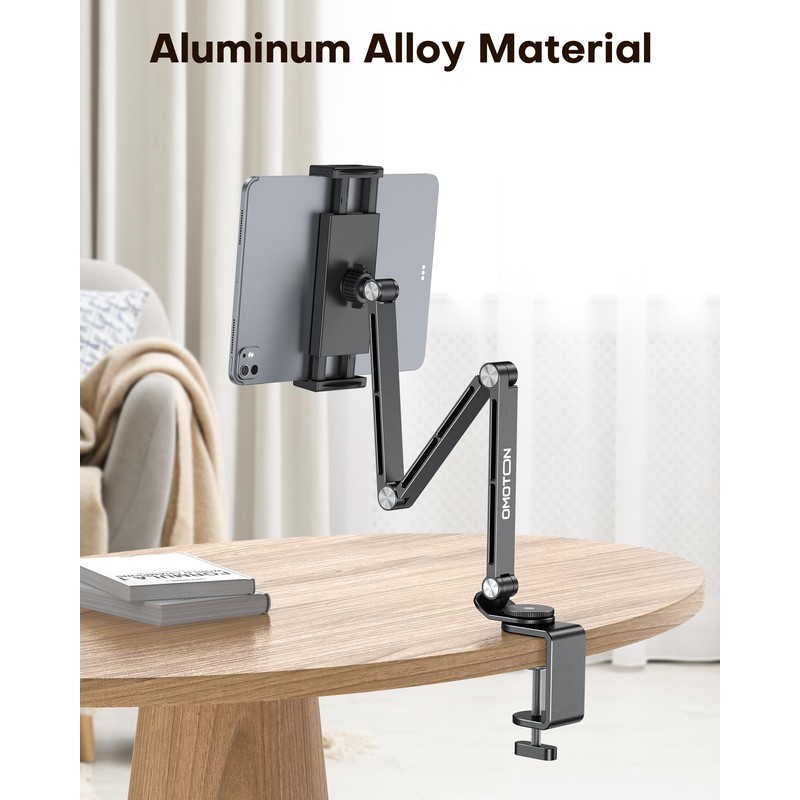 OMOTON GH03 Tablet Holder with 2 ABS Clamps, Aluminum Long