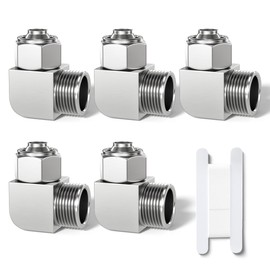 Bwintech 5 Pcs 6mm Tubing OD x 1/8" Male BSP Thread 90 Degree Elbow Push to Lock Nut Tube Connect Pneumatic Fitting,KPL6-01 Quick Air Line Adapter