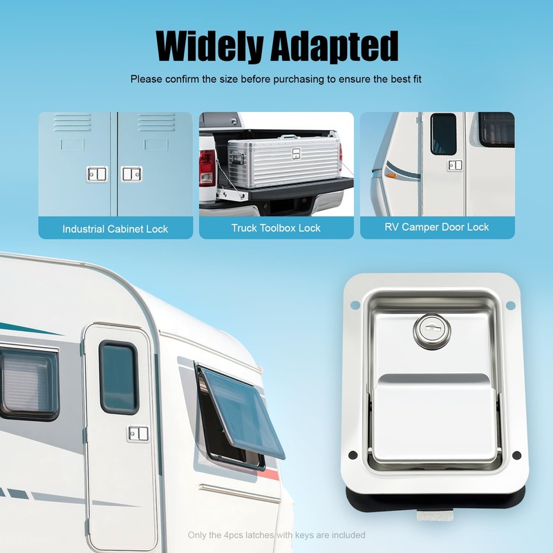 JAYGOVAN 4 Pcs Trailer Paddle Door Latch Handle Stainless Steel