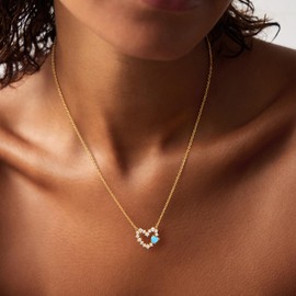 JUDAILY Cute Heart Necklace for Women: 14K Gold Plated Open Heart Pendant Non-Tarnish Simple Dainty Gold Necklace for Women Trendy Jewelry Gifts for Women