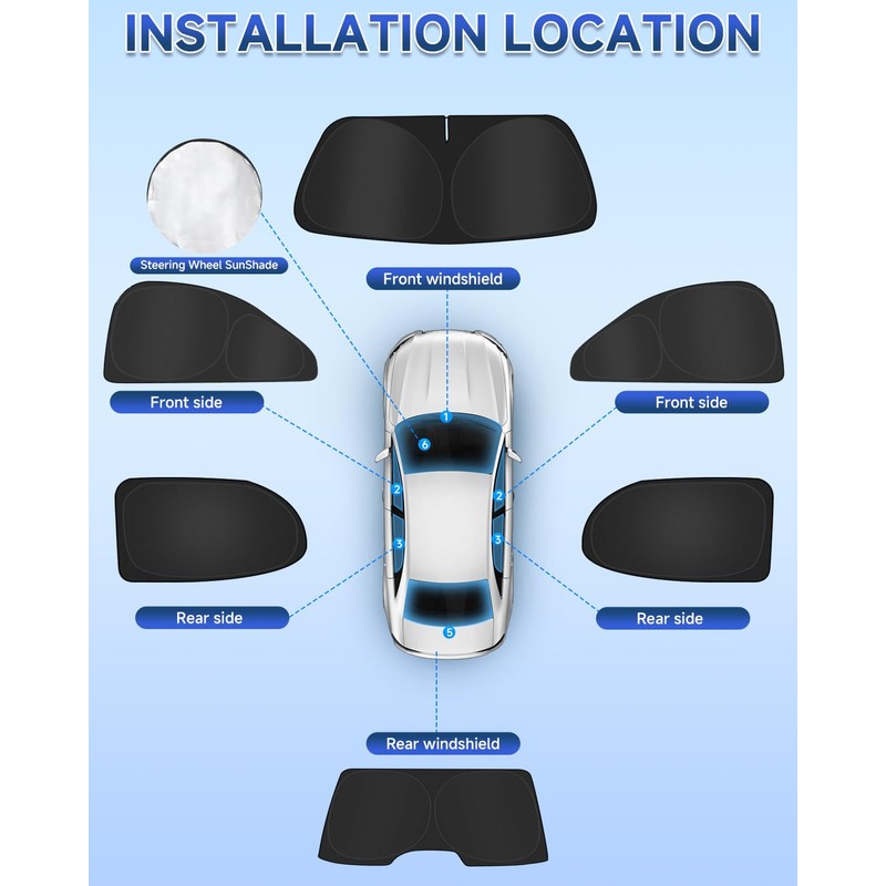 6PCS Window Shades for Toyota Camry(2018-2024) Accessories – Full Coverage