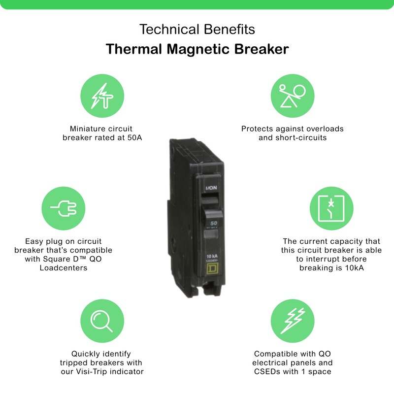 Square D - QO150CP QO 50 Amp Single-Pole Circuit Breaker