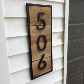 5 Inch Modern Plastic House Numbers and Letters with hardware included. Black and White Arrows, North South East West, Unit A B, No.- Dash, 1/2 (1, BLACK)