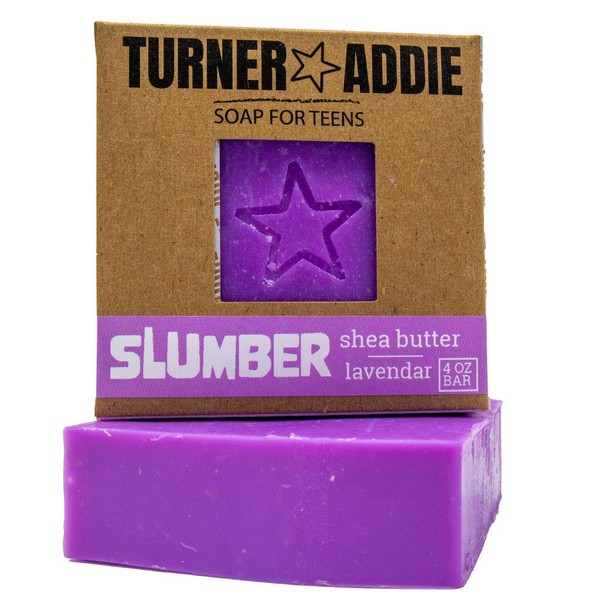 Turner and Addie Slumber Bar – Jabón natural para adolescentes, aceite esencial de lavanda – Hecho a mano en Maryland – Viene con adhesivo – para adolescentes y niños
