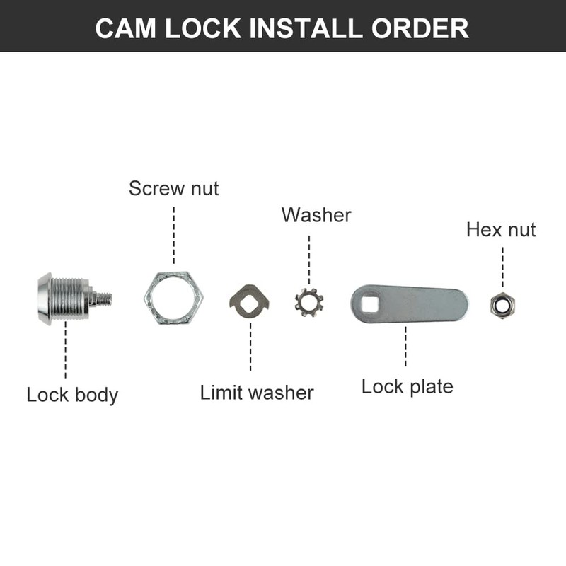 Thread Tubular Cam Lock 16mm Zinc Alloy Security Drawer Cam