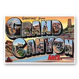 GREETINGS FROM GRAND CANYON, AZ vintage reprint postcard set of 20 identical postcards. Large Letter Grand Canyon National Park, Arizona name post card pack (ca. 1930's-1940's). Made in USA.