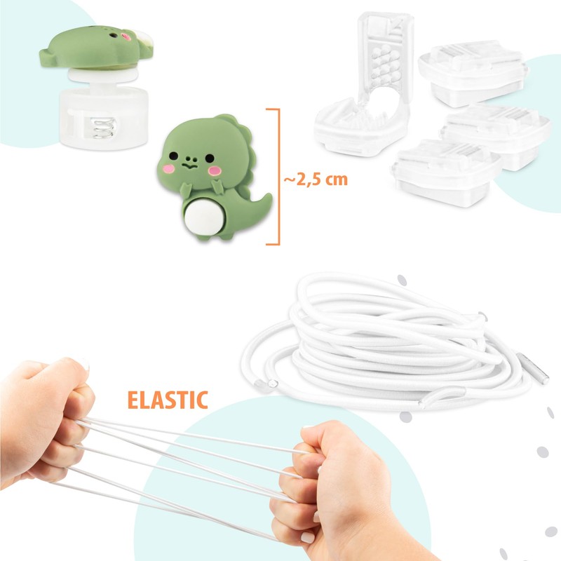 SULPO 2-in-1 Set Shoe Charms with White Elastic Shoelaces without