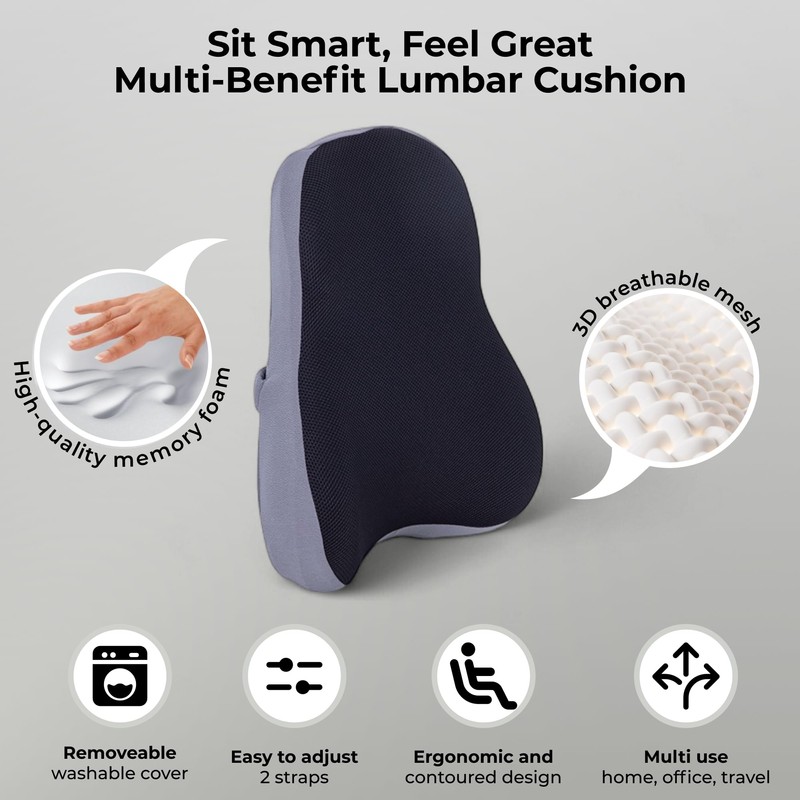 Comfortpad Britain Memory Foam Back Lumbar Support Cushion, for Office