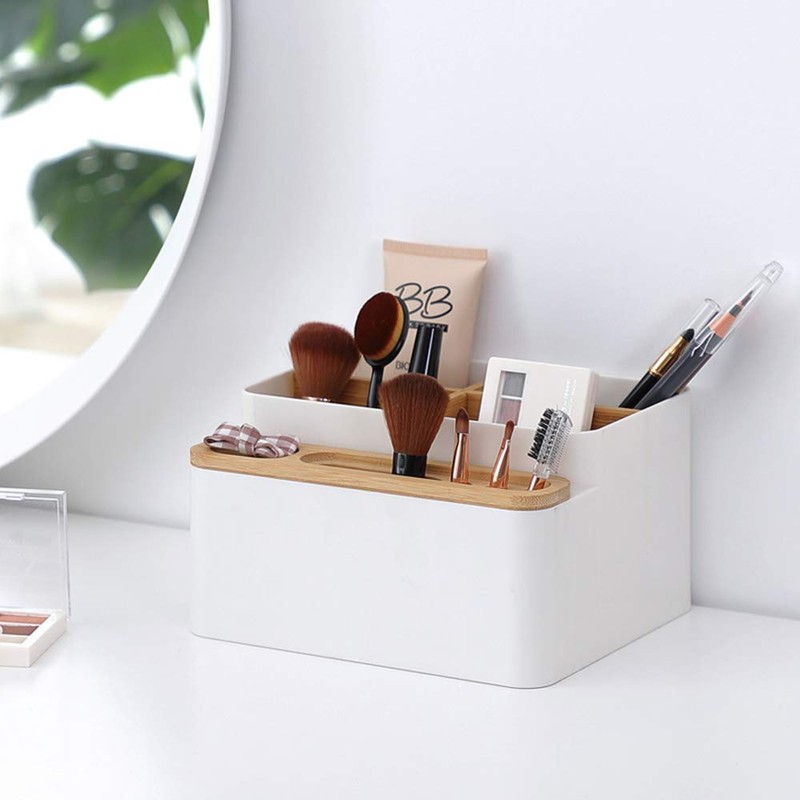 poeland Desktop Storage Box Pencil Pen Holder Makeup Brushes Organizer