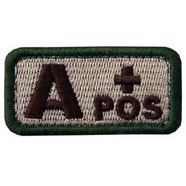 Tactical Type A Positive Blood Type Patch Embroidered Morale Applique Fastener Hook & Loop Emblem - Multitan