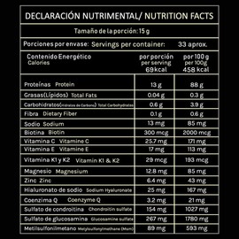 Colágeno Hidrolizado en Polvo 500g | Ácido Hialurónico Vitaminas C E K1 K2 Coenzima Q10 Magnesio Glucosamina MSM Zinc | Sin Colorantes ni Gluten | Endulzado con Estevia | Disolución Rápida