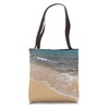 Beach Scene Tropical Waves Sand Clouds Relaxing Coastal Tote Bag