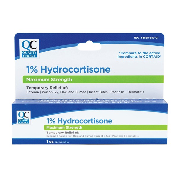 Quality Choice 1% Hydrocortisone Cream Maximum Strength 1 Oz (Compare to CORTAID Max Strength) (Pack of 1)