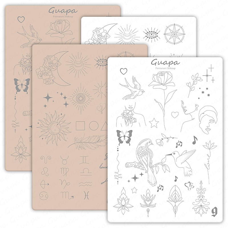 Guapa 2-Sided Printed 1.5MM Silicone Tiny Tattoo Practice Pad –