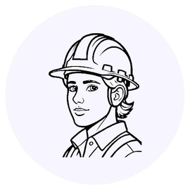 24 x 40mm Round 'Man in Hard Hat' Stickers (SK00063299)