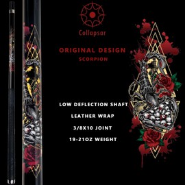 Collapsar CBP Pool Stick with 1X1 Hard Case,13mm Tip with Low Deflection Technology Billiard Cue,58" 2-Pieces 19-21 oz Professional Pool Cue Set