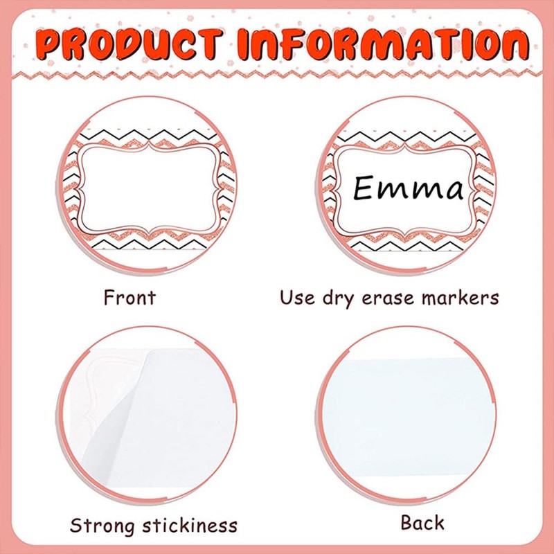 12Pcs Rose Gold Border Stickers Blank Name Tag Stickers for