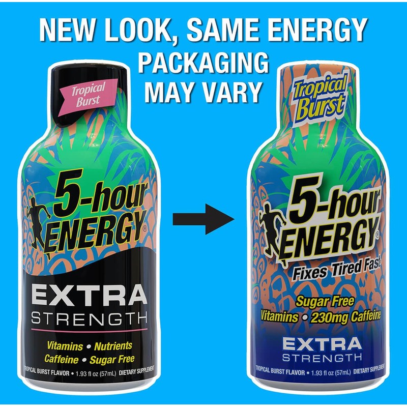 5-hour ENERGY Shots Extra Strength, Tropical Burst Flavor, 30 Count,