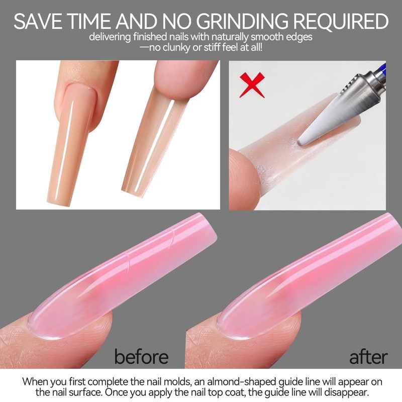 ESUOHYM 180 Pcs Sandwich Nail Forms Reusable Quick Nails Extension