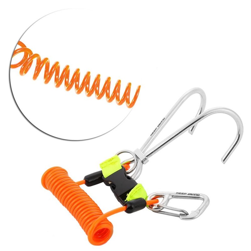 Scuba Diving Double Hooks Straps Snap Hooks with Spiral Coil