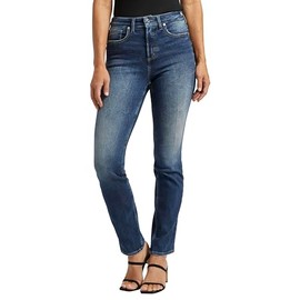 Silver Jeans Co. Women's Infinite Fit High Rise Straight Leg Jeans, Med Wash INF339, Small/31" Inseam