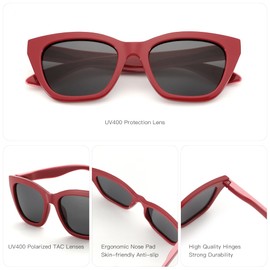ZENOTTIC Polarized Sunglasses Women Cateye: Trendy Sun Glasses for Ladies - Retro Classic Shades UV400 Protection Red