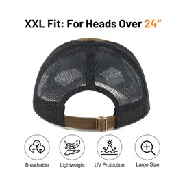 Zylioo XXL-Large Mesh Trucker Cap for Big Heads Baseball Caps Running Sports Cap Hats UV Protection Summer Golf Tennis Hat