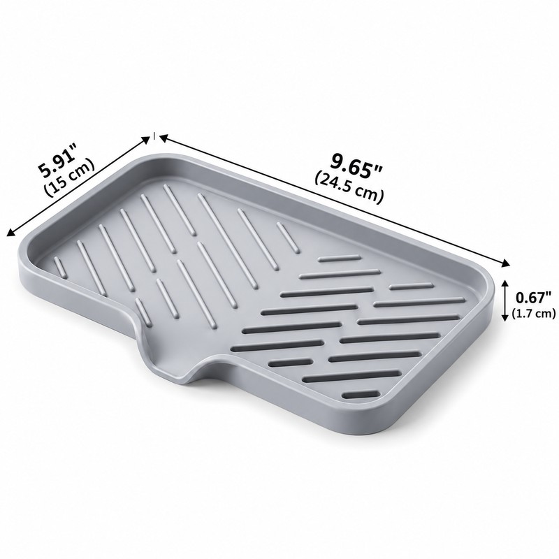 Kitchen Sink Silicone Tray for Soap and Sponge Storage –