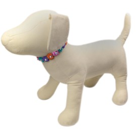 Cute Handmade Paracord Dog Collar – Unique Hand-Braided Colorful Flower Design Pet Accessory for Medium Dogs Fit 14-18" Size M