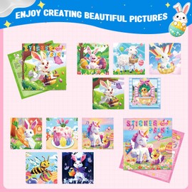 CutteeyFyry 2Pcs Easter Crafts for Kids Ages 4-8 Sticker Book,Boy/Girls Sticker Books by Number for Improve Intelligence,Paint by Sticker,Airplane Activities for Kids Easter Gifts