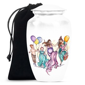 YATHABHISA MOM URN, Funeral Decorative Urns - Memorial for Human Remains Mom & Dad - Urn for Ashes for Adult Male & Female - Large with Velvet Bag - Cremation Urn for Adult Men & Women
