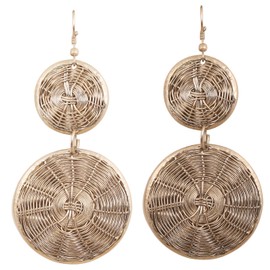 NEW! Touchstone Indian Bollywood Desire Finely Hand Finished Concentric Small Medium Baskets Weave Wire Pretty Look Designer Jewelry Round Shape Earrings In Silver Tone For Women