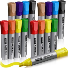 Fuutreo 16 Pcs Jumbo Size Permanent Markers Bulk Large Chisel Tip Permanent Markers Thick Waterproof Jumbo Pens Set Huge Poster Supplies(Rainbow)