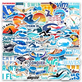 PMLAND 100 Pcs Waterproof Stickers Swim