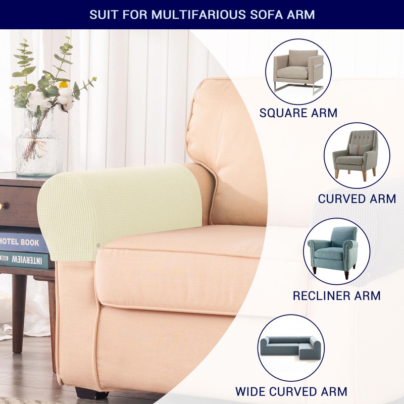 SUBRTEX Stretch Couch Arm Covers Set of 2, Checkered Sofa