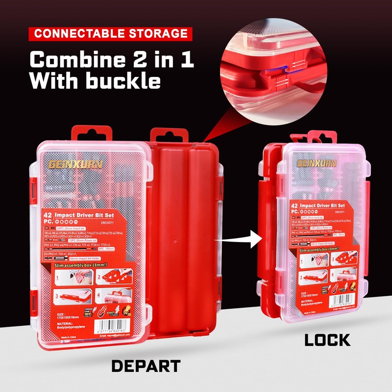 Geinxurn 42pieces Screwdriver Bits Set, Impact Magnetic S2 Steel Multi