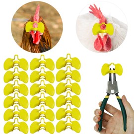 Weilan 21 Pieces Pinless Peepers with Pliers Chicken Peepers Eye Glasses Pheasant Poultry Blinders Spectacles Anti Pecking Plier Tool (Yellow,Large)