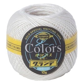 Olympus Emmy Grande Colors Lace Yarn, Fine Line, COL. 800 Off-White, 0.3 oz (10 g), Approx. 16.3 ft (44 m)