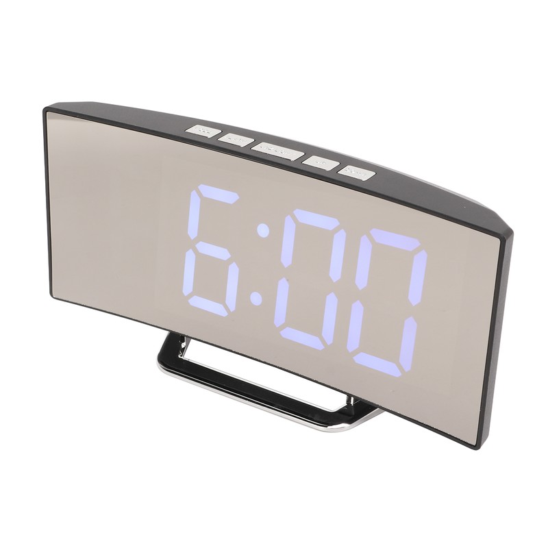 Mirror Digital Alarm Clock Temperature Display LED Curved Mirror Digital