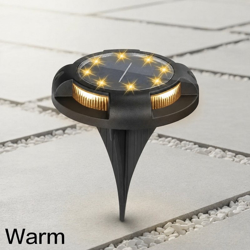 12-LED Solar Ground Lights for Outdoor Landscaping – IP65 Waterproof