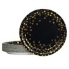 EVYIENEN Pack of 50 Black and Gold Paper Plates, 7