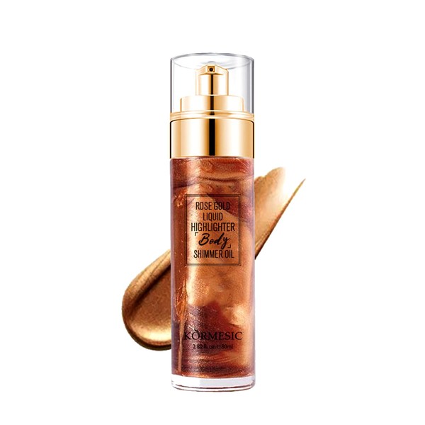 Body Luminizer, Liquid Bronzer Highlighter Body Highlighter Liquid Luminous Highlight Oil for Face Body Leg Luminous Makeup Shimmer Body Cream (Bronze Gold)