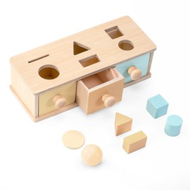 Wisplye Montessori Toy from 1 Year, Shape Sorting Toy, Wooden Sorting Game Object Permanent Box Baby Educational Toy Motor Skills Toy Gift for Boys Girls 2 3 4 5 Years