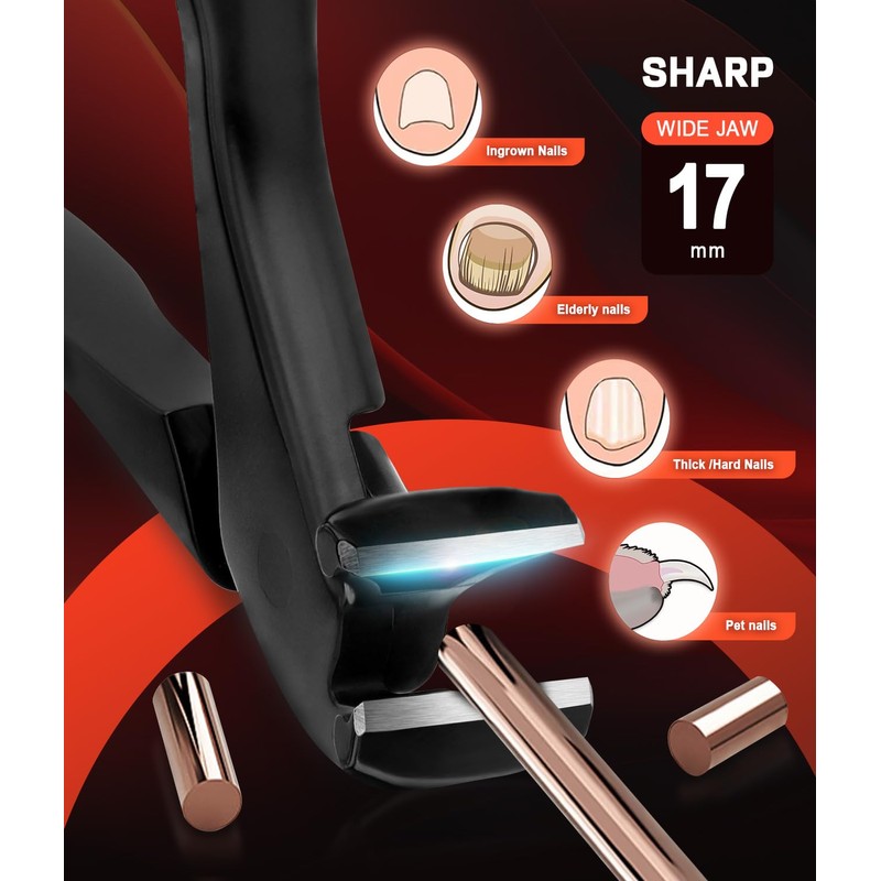 SG Nekoo Angled Head Nail Clippers for Thick Nails,Long Handled