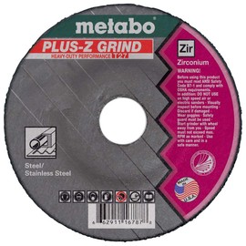 Metabo 4-1/2-inch Plus-Z Grinding Wheel | Type 27 | 4.5" x 1/4" x 7/8" | ZA24T | Zirconia Alumina | Super Performance | Improved Performance in Steel, Stainless Steel | 616785000