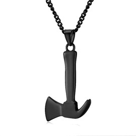 Punk 361L Stainless Steel Metal Firefighter Fireman Fire Axe Hatchet Pendant Necklace Yellow