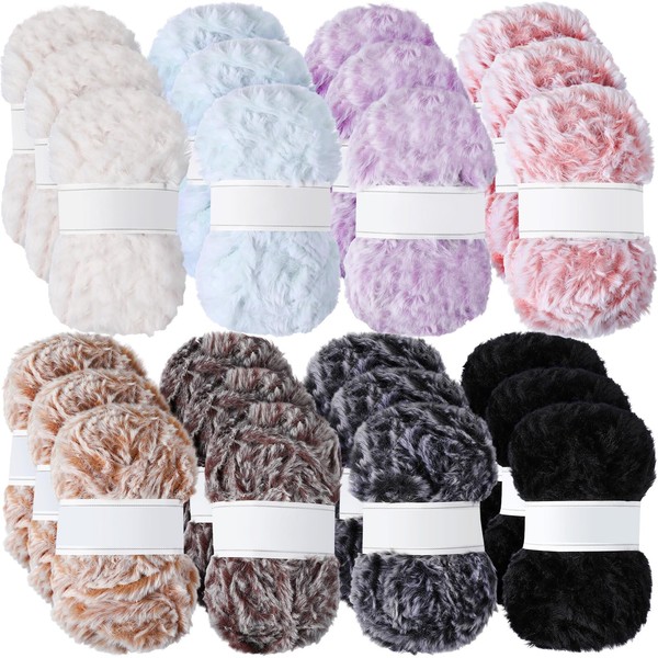 Timgle 24 Skeins Faux Fur Yarn Soft Chunky Fluffy Yarn