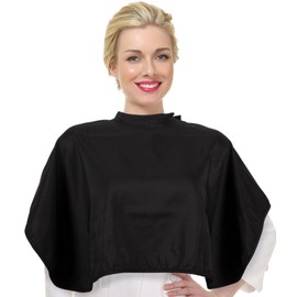 ForPro Low Fluorine Makeup Cape, Professional Mid-Length Beauty Cape with Adjustable Velcro Closure, 27.5" x 30", Black